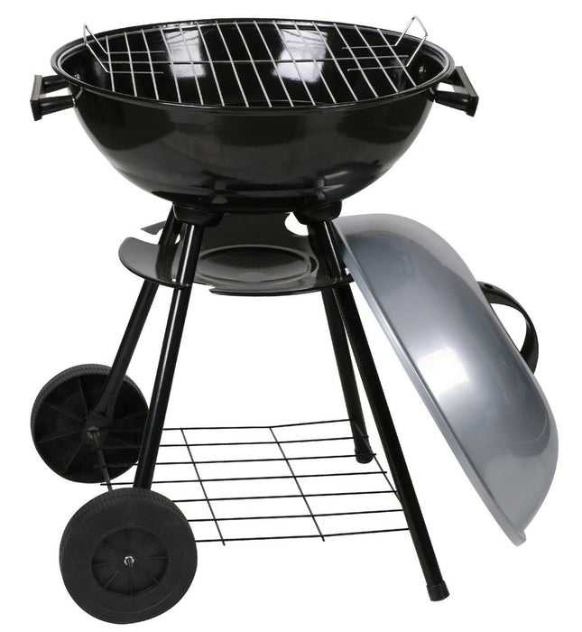 Freestanding Portable Kettle BBQ 41cm Grill Barbecue Black Steel BBQ with Wheels