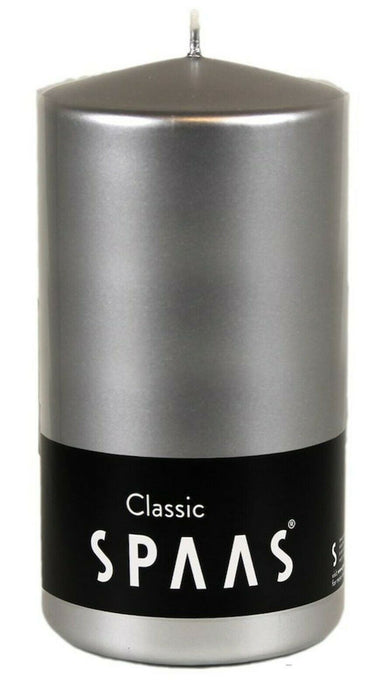SPAAS 65 Hour Pillar Candle Silver Candle Cylinder Silver Pillar Candle
