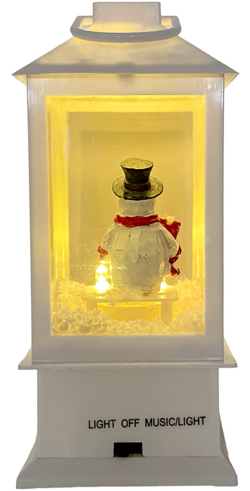 Rammento Musical Snowman Lantern Falling Snow 23cm LED Light-Up Festive Ornament