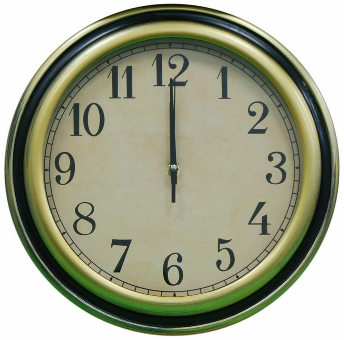 Set Of 3 Wall Clock & Mirror Set 32cm Round Gold & Black Wall Hanging Frames