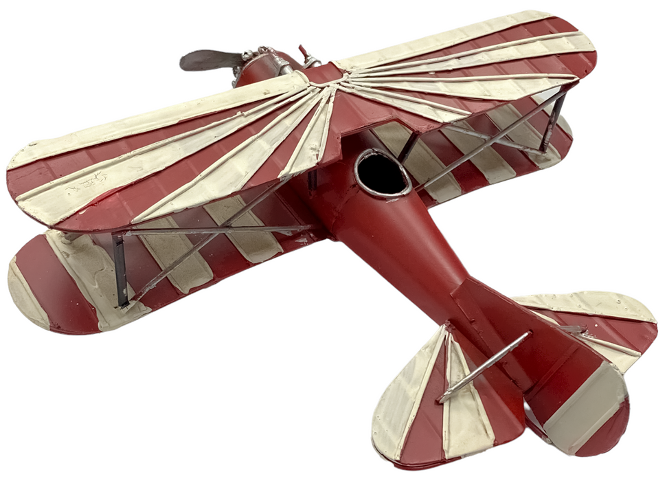 Vintage Red & White Airplane Retro Style Model Aeroplane Metal Shelf Ornament