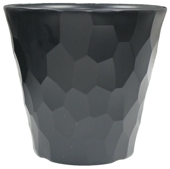 Large 40cm Planters Pebbled Black Plastic Large Plant Pots Modern Design