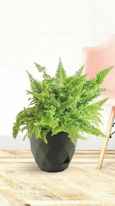 Set Of 2 Grey Diamond Shape Modern Plant Pot Indoor / Outdoor 2.4 Litre Planter