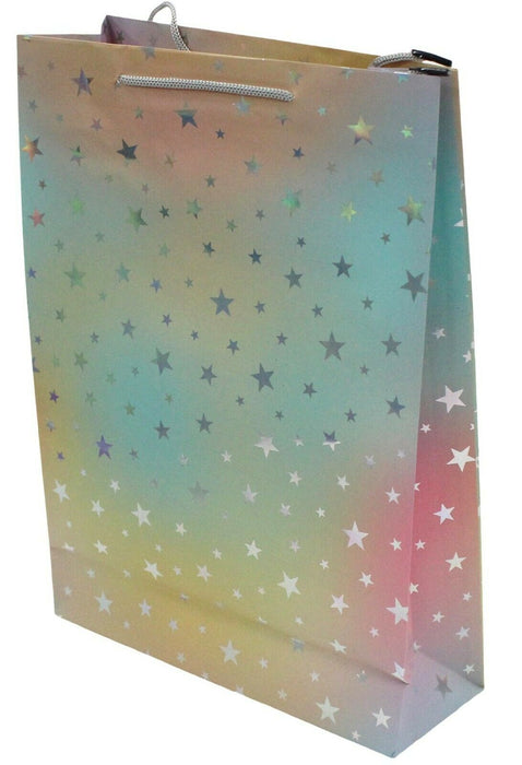 Set Of 6 Large Wine Bags Multi Coloured Stars Christmas Gift Bag Gift Tote