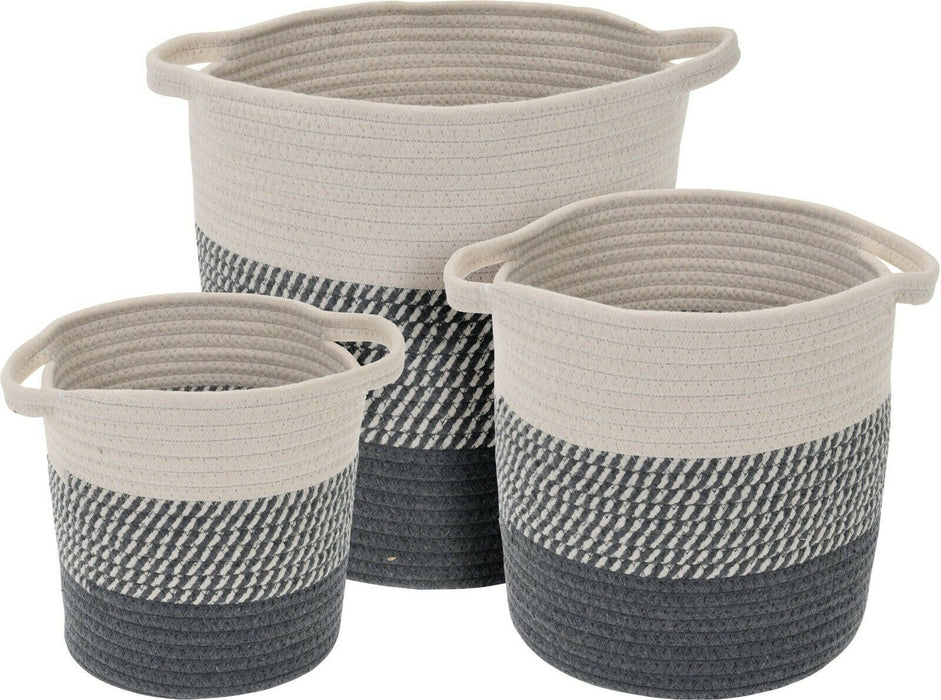 Set of 3 Rope Planters Plant Pots Indoors / Outdoors / Laundry Storage Basket