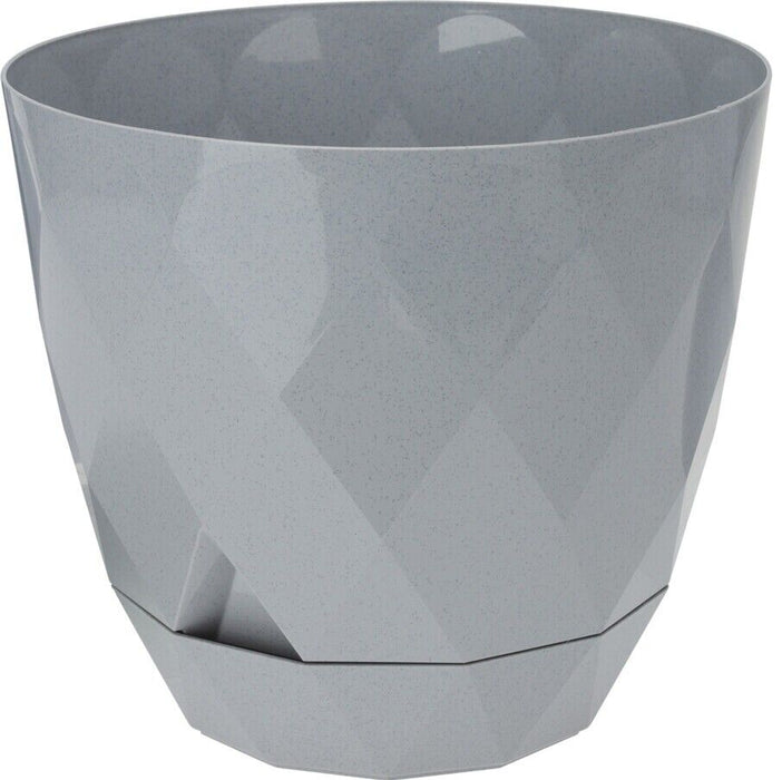 Large 9 Litre Indoor Outdoor Modern Planters Removeable Tray Plant Pot Grey