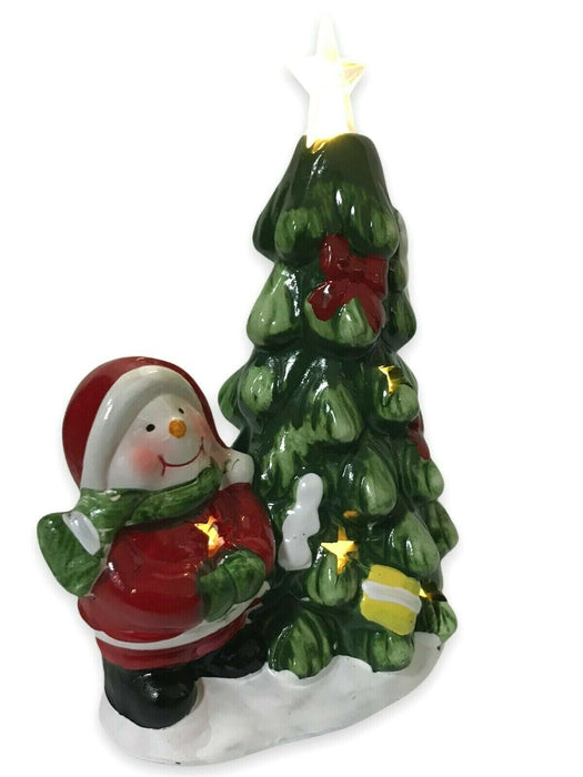 LED Lightup Christmas Ornament Snowman By Christmas Tree Mini Festive Xmas Scene