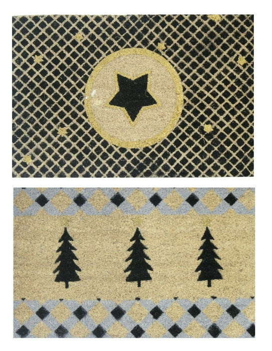 Christmas Design Doormat - Coir Heavy Duty PVC Non Slip Door Mat Indoor Outdoor