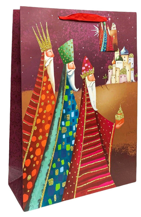 12 x Christmas Large Gift Bags For Xmas Gifts Presents Purple 3 Wise Men