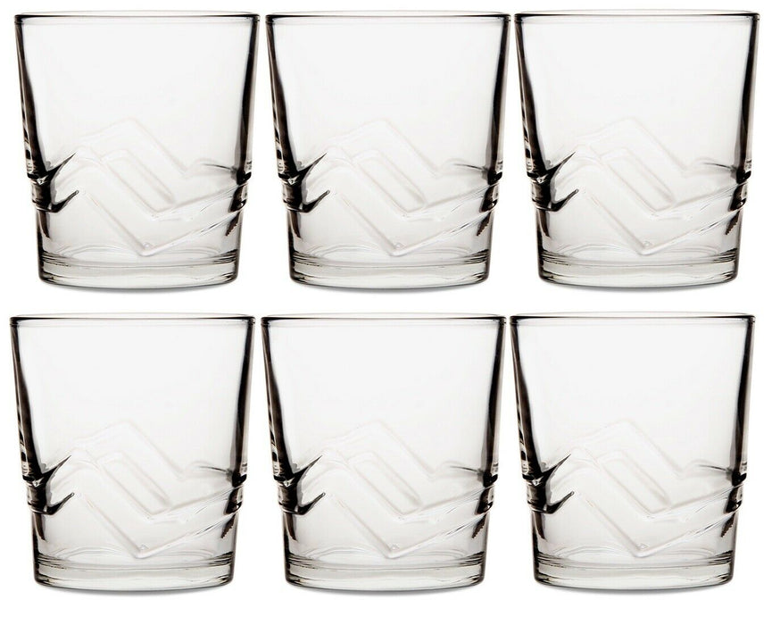 CoK Swirl Pattern Glass Large Tumbler Set Stackable Juice Water Glasses Set 6