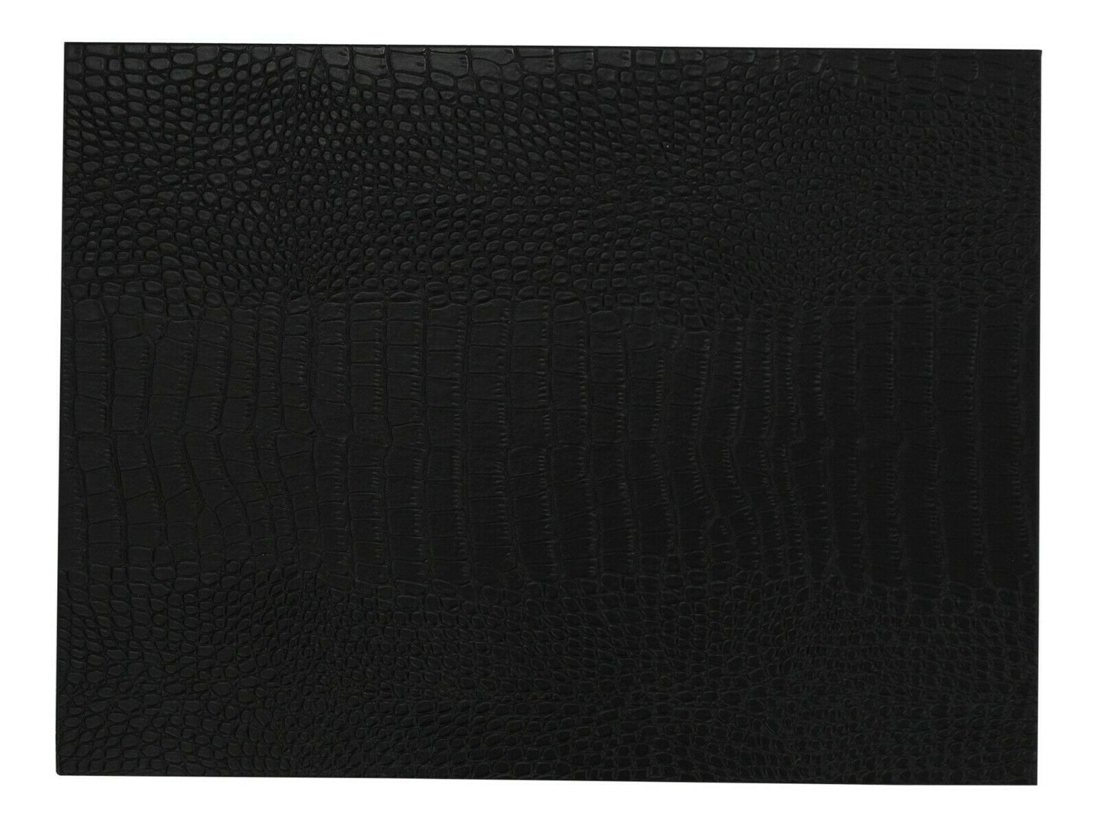 Set of 4 Large Black Faux Leather Placemats Double Sided Croc & Smooth