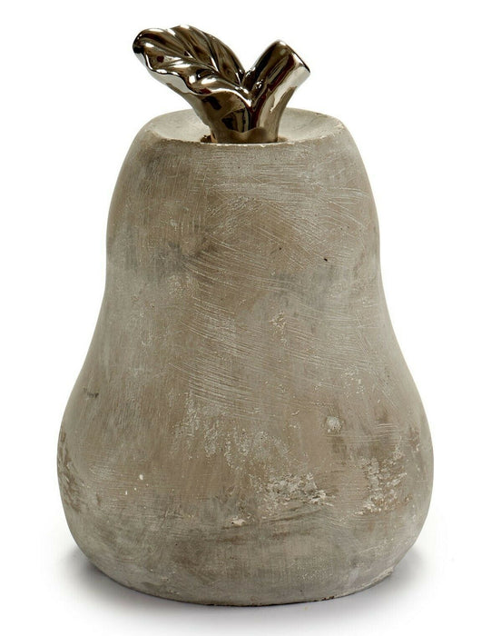 20.5cm Pear Shaped Ornament - Large Grey Cement Fruit Decoration Home Décor