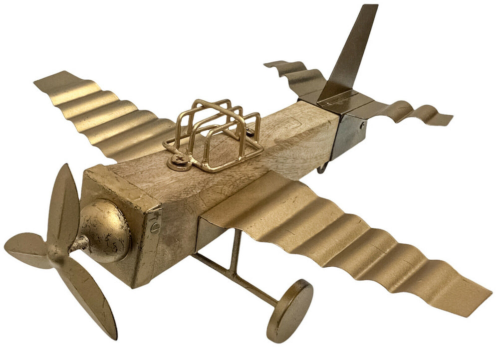 Vintage Aeroplane Ornament Decorative Model Plane Wood & Metal Retro Design