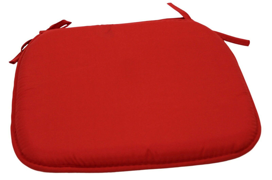 39cm Red Square Polyester Tie-On Garden Chair Cushion - Reversible