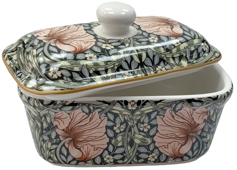 Fine China Butter Dish William Morris Pimpernel Floral Bell Top Butter Dish