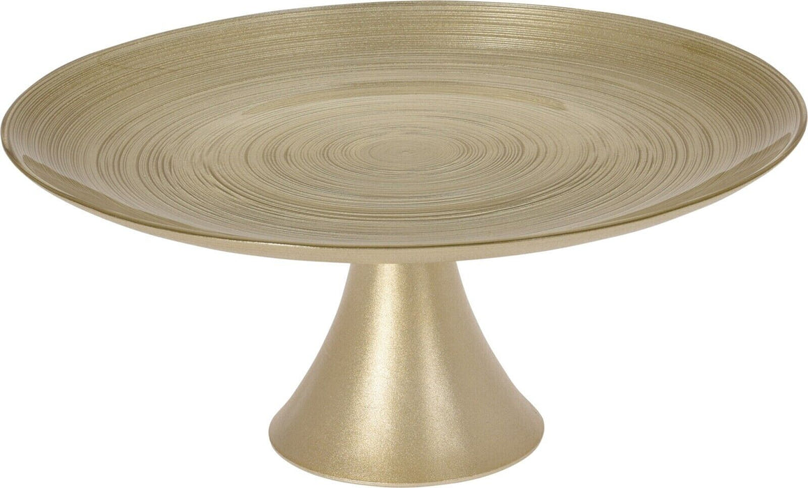 Gold Glass Cake Stand On Pedestal Fruit Plate Centrepiece Raised Plate 28cm