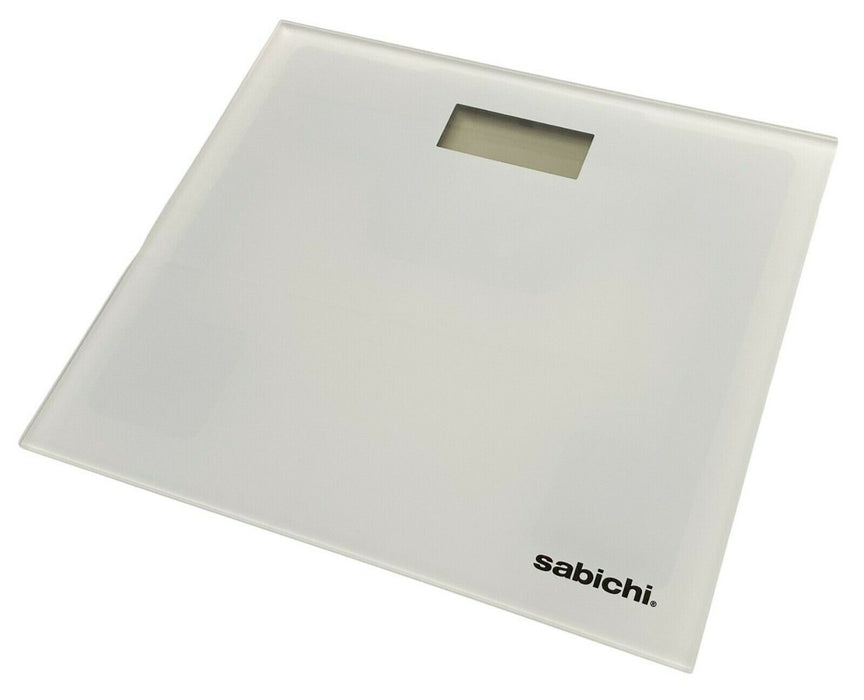 Electronic Digital Bathroom Scales - White Slim Glass Compact LCD Display 180KG