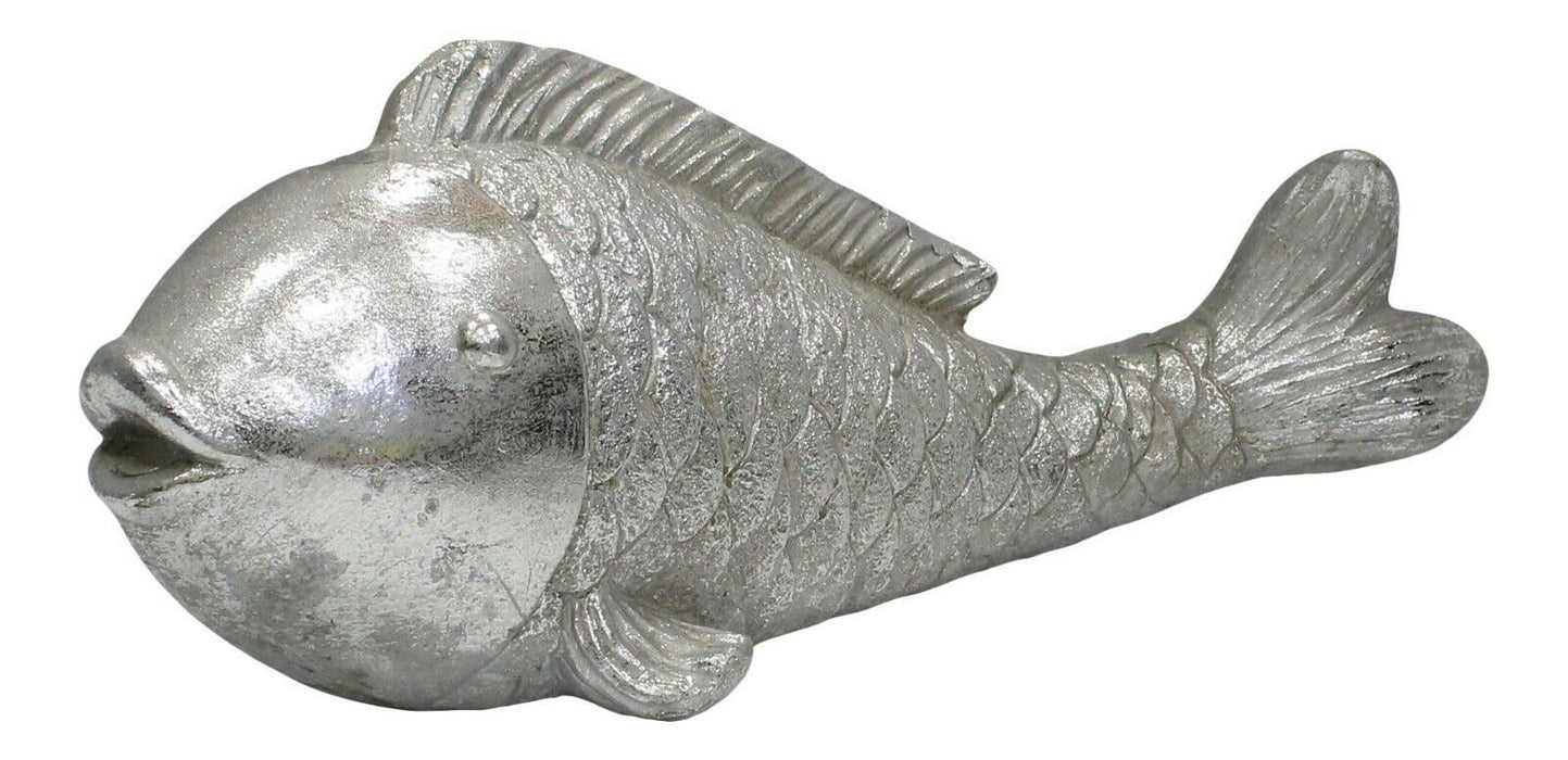 Large 55cm Beautiful Centrepiece Silver Fish Intricate Detail Sculpture Figurine