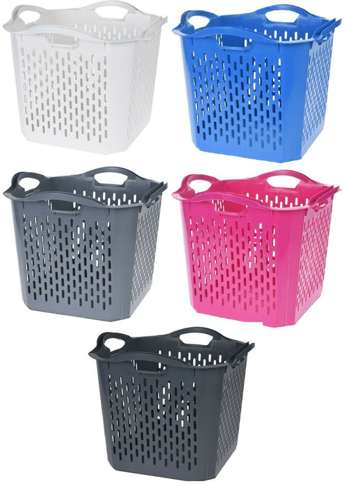 Square Large Deep Laundry Basket Washing Clothes Basket Stackable Bright Colours