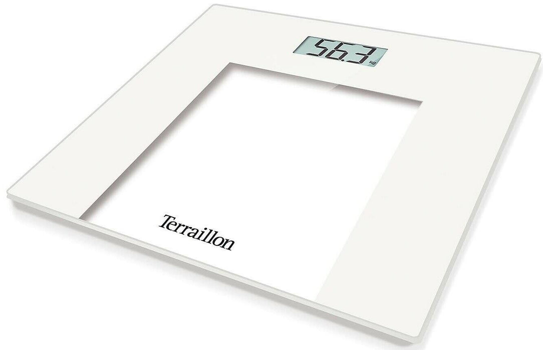 Terraillion Slim Digital Bathroom Scales Glass & White Border Compact 150KG