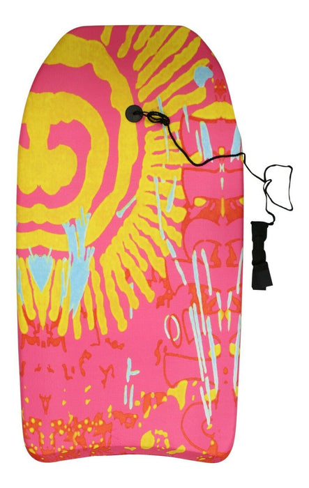 84cm Boogie Board Bodyboard Surf Board Float Kids / Adults & Leash Plug