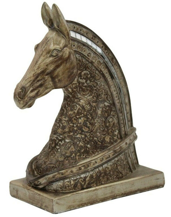 Horse Head Sculpture Modern Brown Resin Chess Knight Bust Home Desk Display