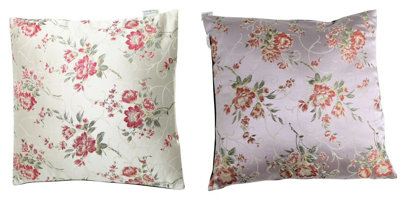 Filled Floral Sofa Cushion Decorative Cream Pink Flower Couch Pillow With Cover