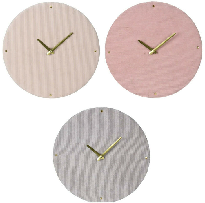 Large 37cm Round Wall Clocks Padded Ribbed Wall Clock