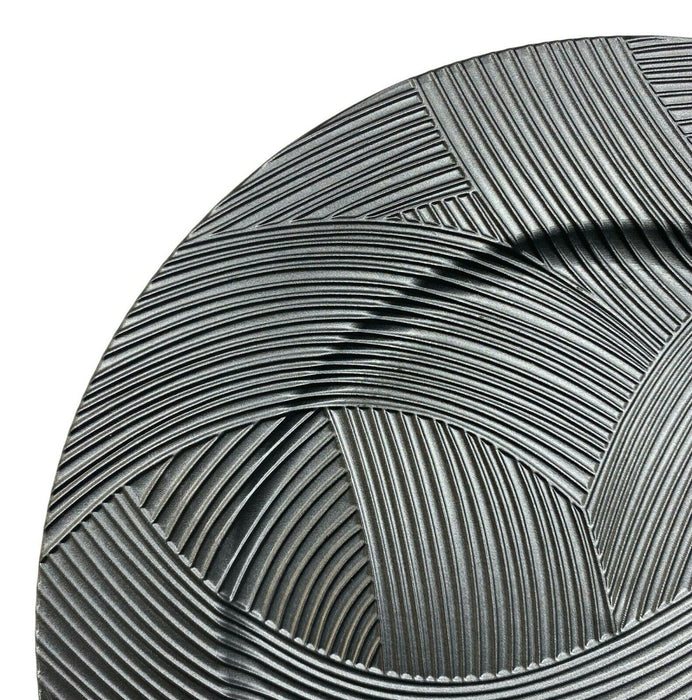 Set of 4 Light Grey Charger Plates Modern Stroke Design 33cm Round Under Plates
