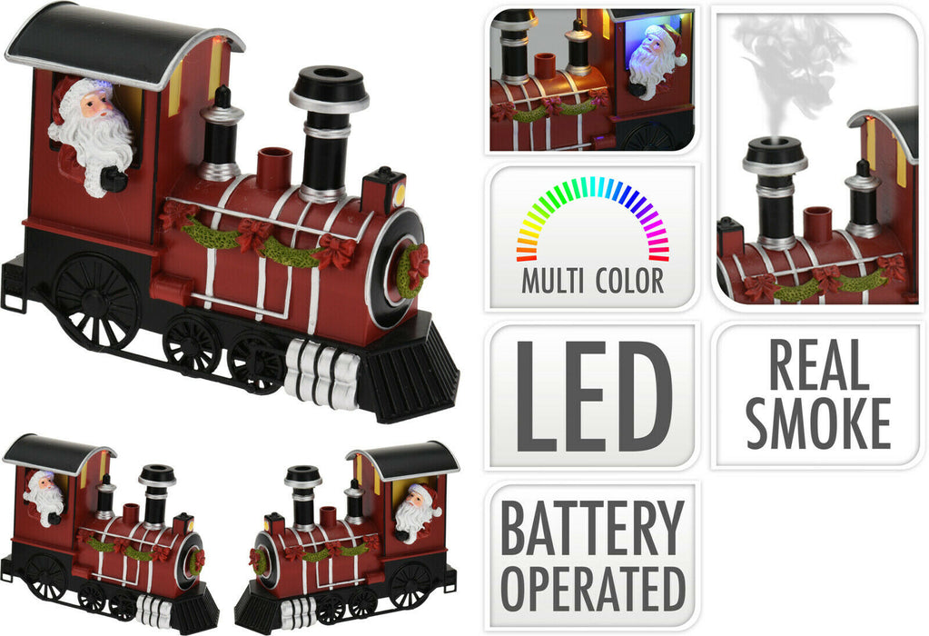 Lightup Santa Train - Multicolour LED Lights Christmas Steam Locomotive Ornament
