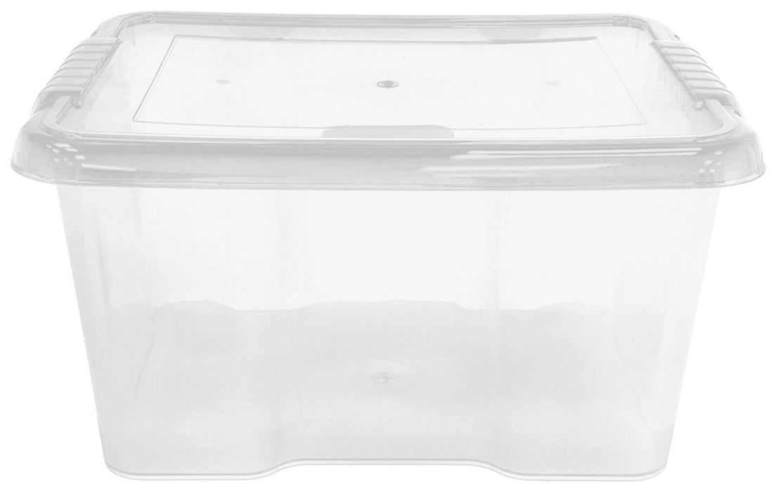 24 Litre Clear Storage Box With Lid Container Stackable File Storage Boxes