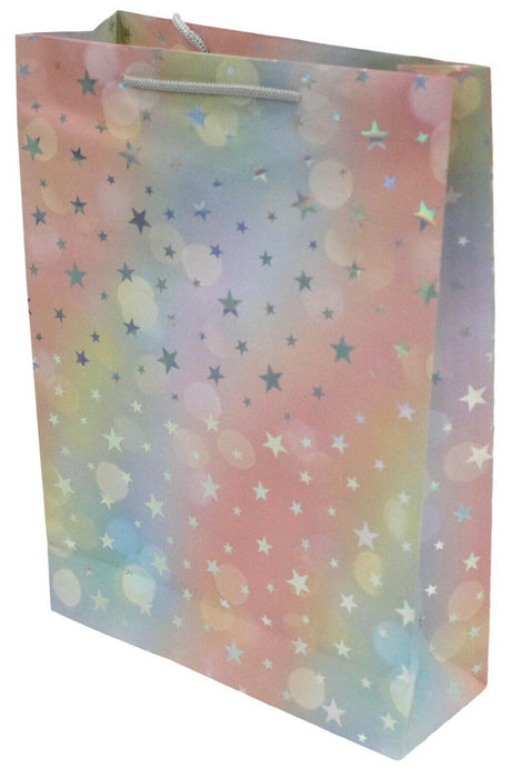Set Of 6 Large Wine Bags Multi Coloured Stars Christmas Gift Bag Gift Tote