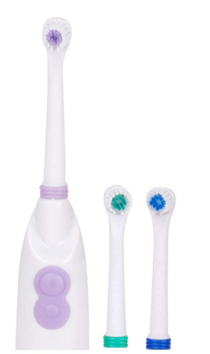 Electric Toothbrush - Rotating Soft Bristles Battery Powered With 3 Strong Heads