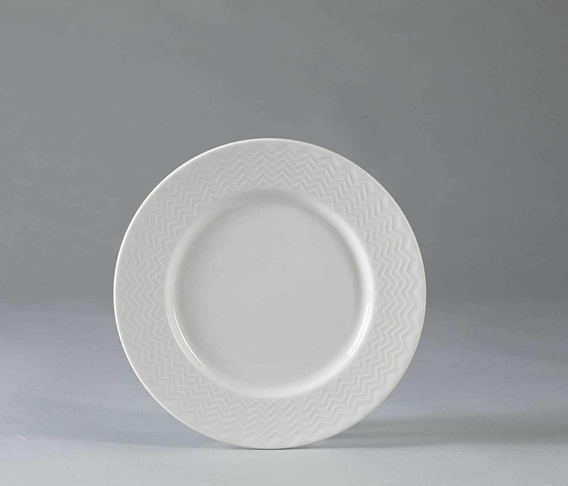 16 Piece Ceramic Dinner Set White Plates Bowls Mugs Rippled Dinnerware Set