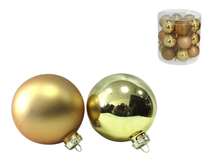 Gold Baubles Bulk Pack Christmas Tree Decoration Assorted Shiny Matt Glitter 3cm