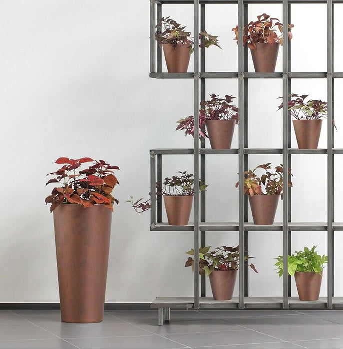 Large 57cm Tall Cylinder Planter, 30cm ⌀ Copper Plant Pot with 15L Insert