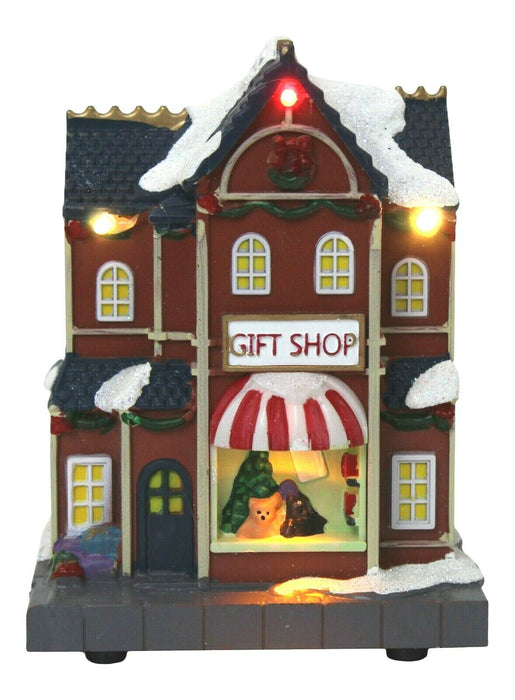 Lightup Christmas Ornament - Miniature Gift Shop Mini Festive Xmas Scene 12.5cm