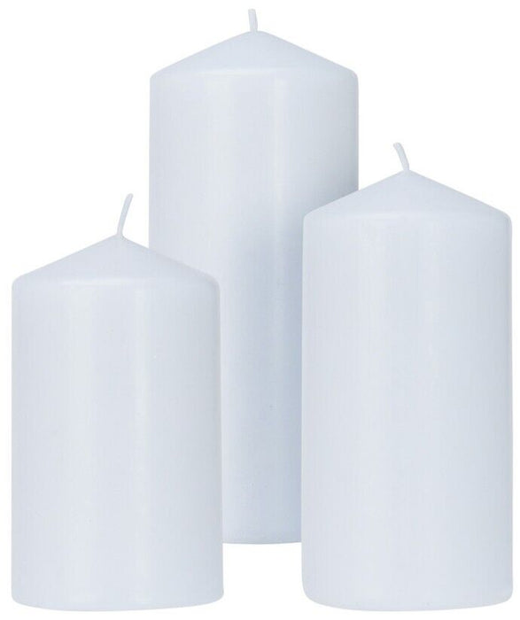 12x Pillar Candles White Wax Unscented Church Candle Christmas Wedding Decor
