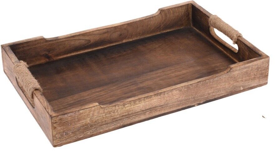 Vintage Serving Tray Wood Mango Brown Wooden Medium Tray 31cm x 20cm