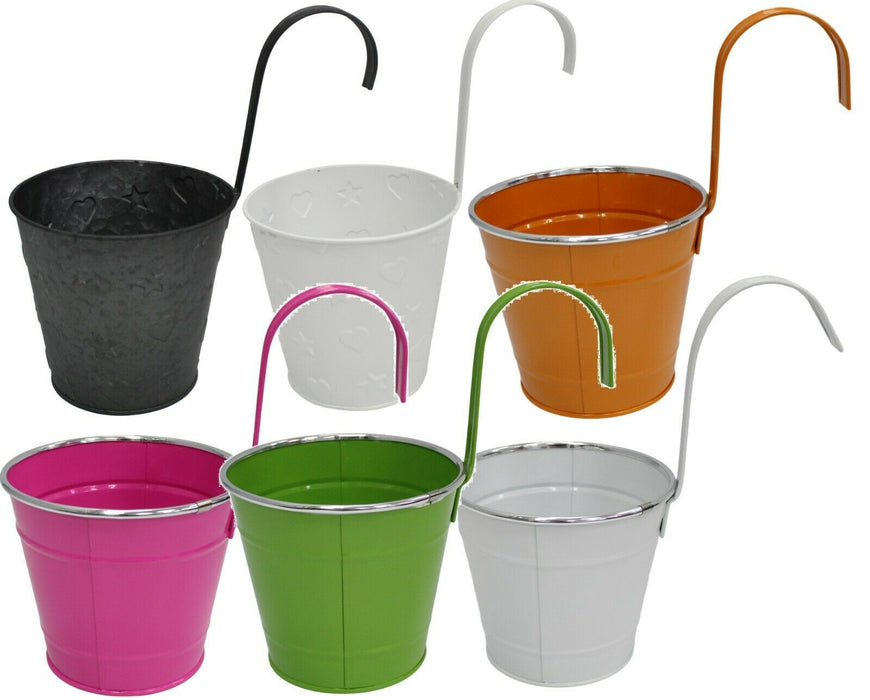 Metal Hanging Baskets Plant Pots 14cm In Bright Colour