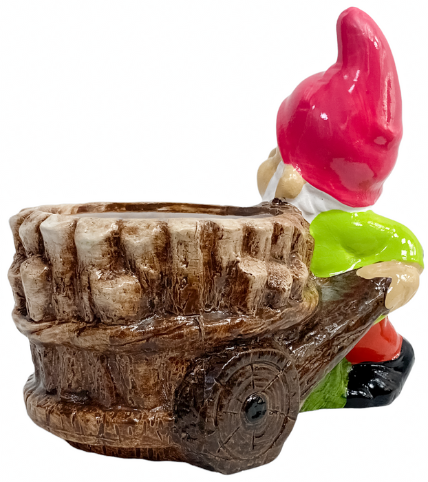 Rammento 20cm Novelty Pink Hat Gnome Planter, Clay Garden Flower Pot Planter