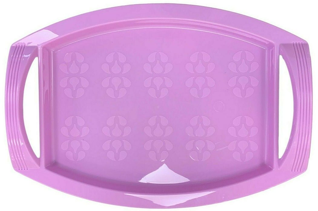 Colourful Plastic Serving Tray With Handles Stackable Dinner Lap Trays