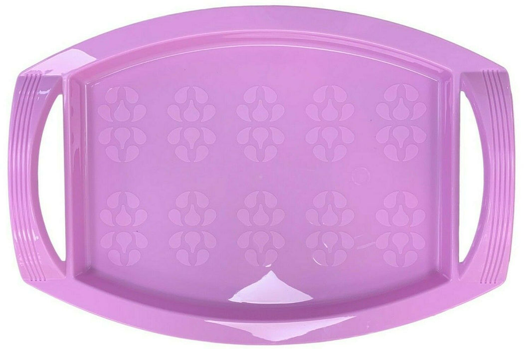Colourful Plastic Serving Tray With Handles Stackable Dinner Lap Trays Food Tray