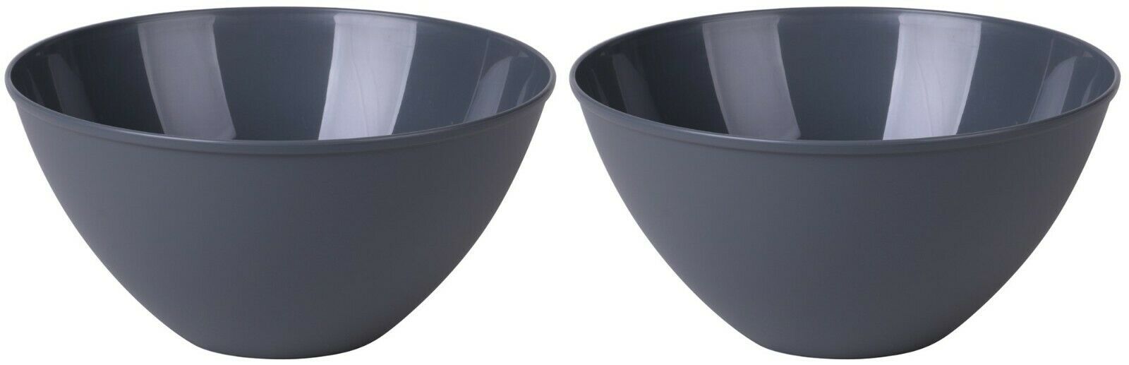 Set of 2 - 4.5 Litre Plastic Mixing Bowls Large Kitchen Salad Bowl Dark Grey