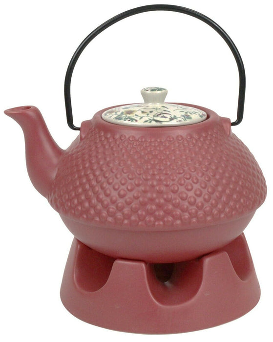 Japanese Teapot Dark Pink Pimples & Teapot Warmer Ceramic Jameson & Tailor 6 Cup