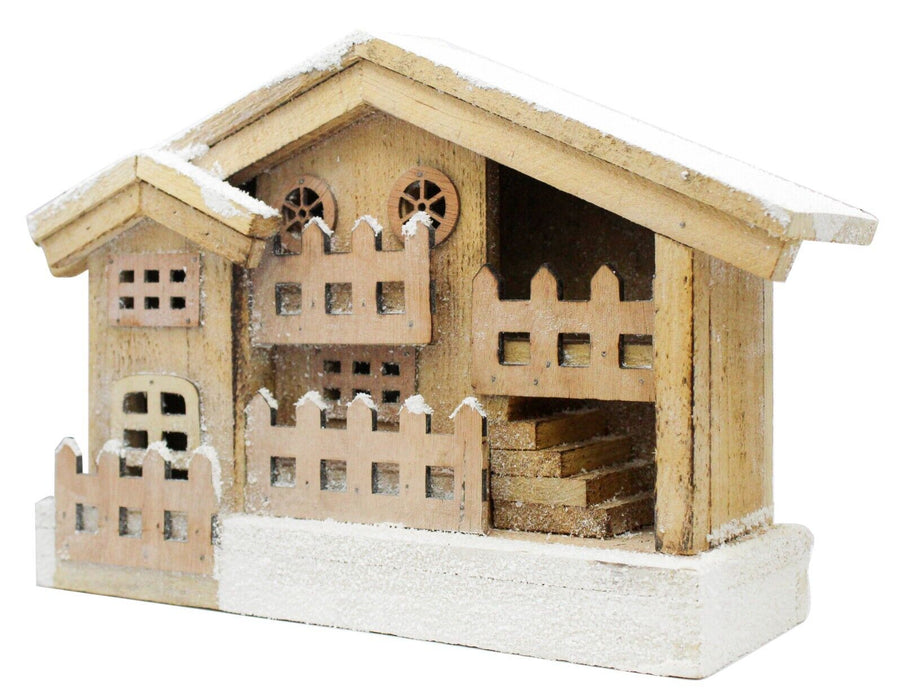 Rammento Wooden LED Christmas Village House, 35x22x11cm White Light-Up Ornament