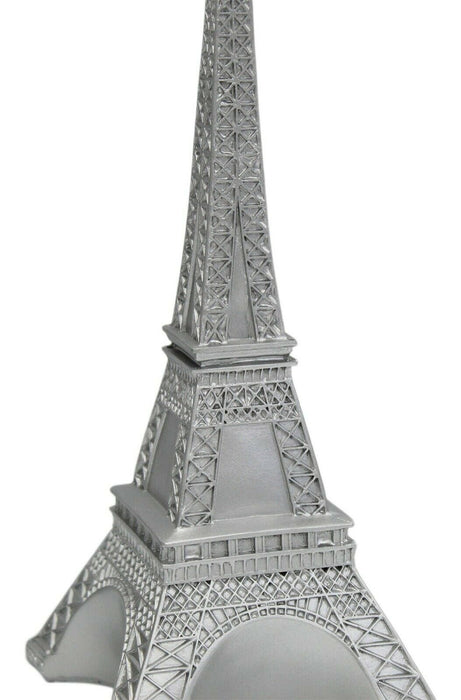 30cm Tall Eiffel Tower Monument Resin Silver Ornament Mantelpiece Display