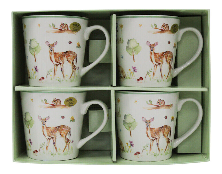 Set of 4 Leonardo Collection Fine China Coffee Woodlands Wildlife Mugs 350ml