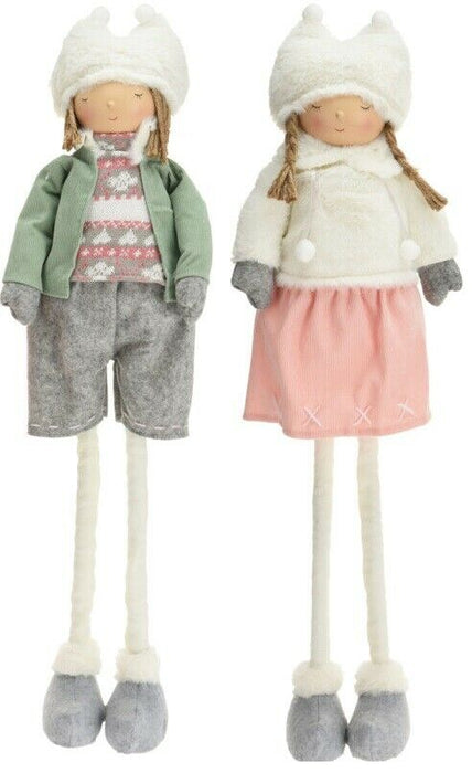 Cute Boy & Girl Doll Ornament With Extendable Legs Gift Freestanding Ornament