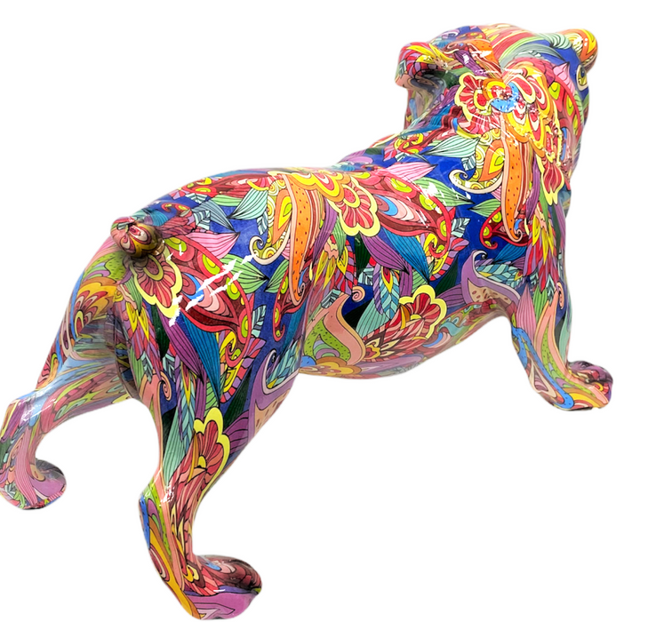 Groovy Art Bulldog Large Resin Ornament Multicoloured Dog Figurine Home Décor
